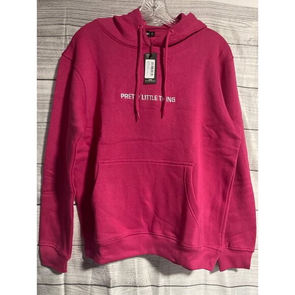 PrettyLittleThing Hot Pink Slogoan Hoodie Womens Size Small - Picture 1 of 5